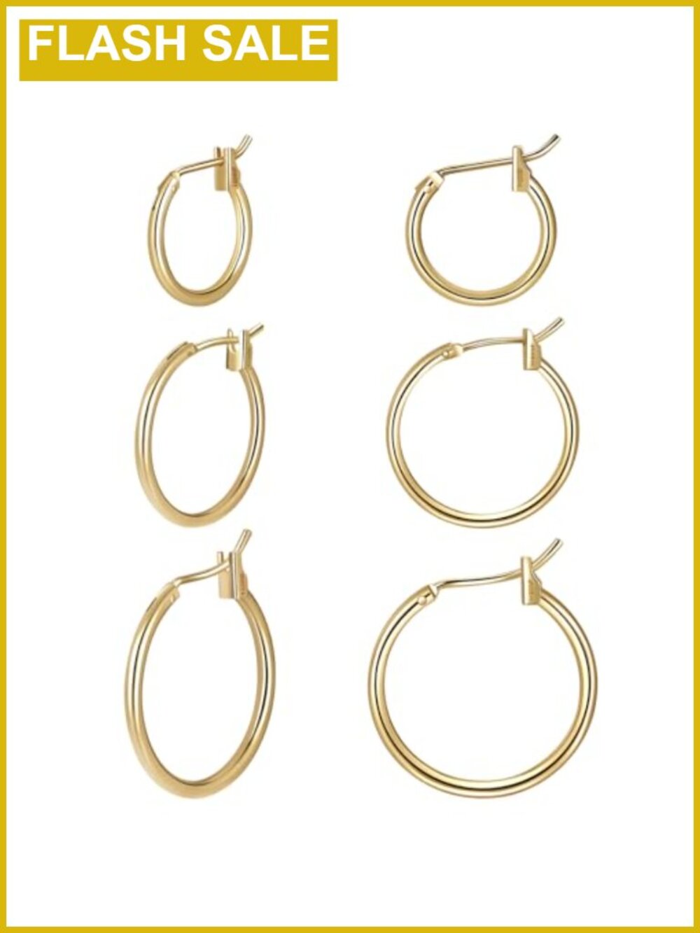 14K Gold Filled Hoop Earrings Set for Women, 3 Pairs Lightweight Waterproof